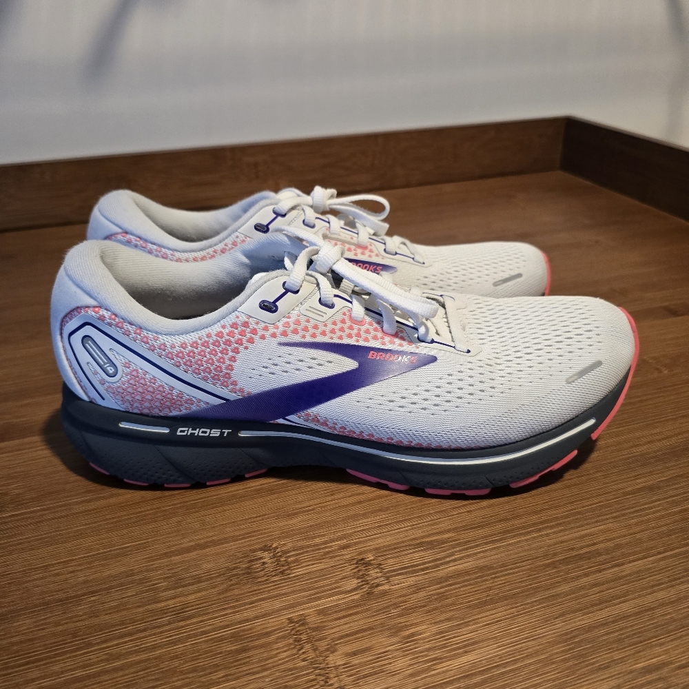 Brooks Ghost 14, Women's Size 11.5 White, Purple & Pink